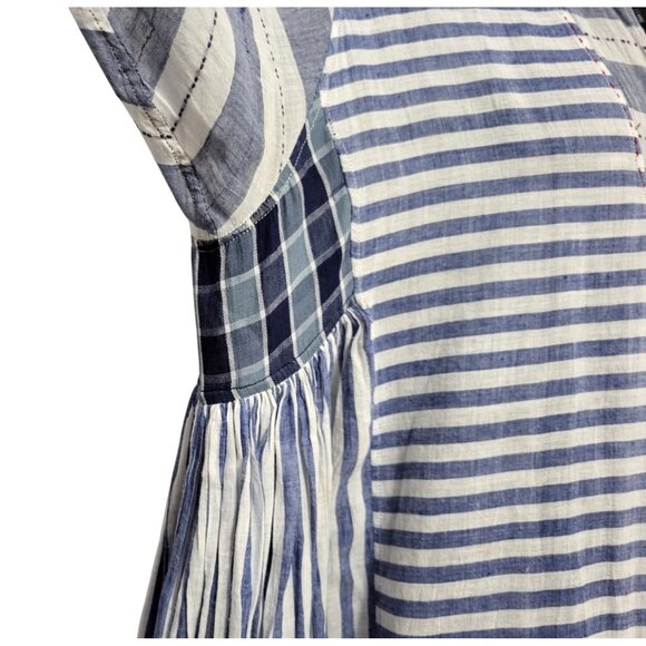 INJIRI Amber Dress Striped Patchwork Plaid Midi - Picture 7 of 17